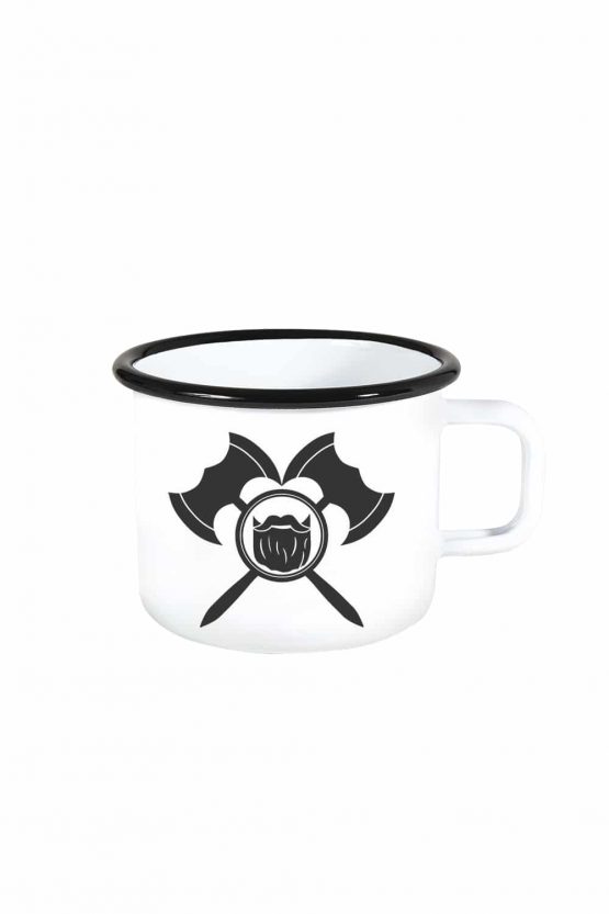 Emaille Tasse weiss Axt Front