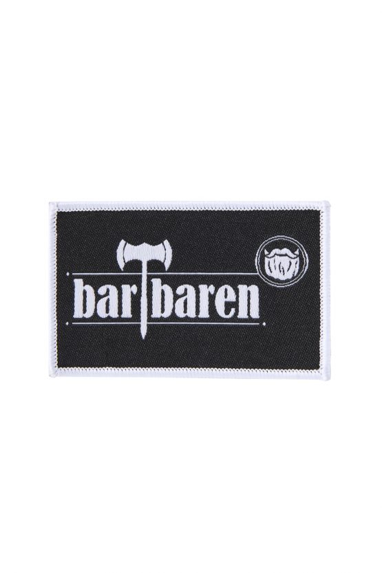 barTbaren Aufnäher schwarz Vorderseite Aufnaeher schwarz Front barTbaren Logo Aufnäher, hochwertig gewebt mit Kettelrand.