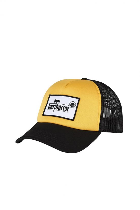 Retro Trucker Cap gelb schwarz Front low res Die Retro Trucker Cap.