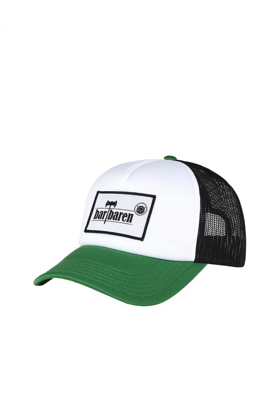Retro Trucker Cap weiss schwarz grün Front low res Die Retro Trucker Cap.